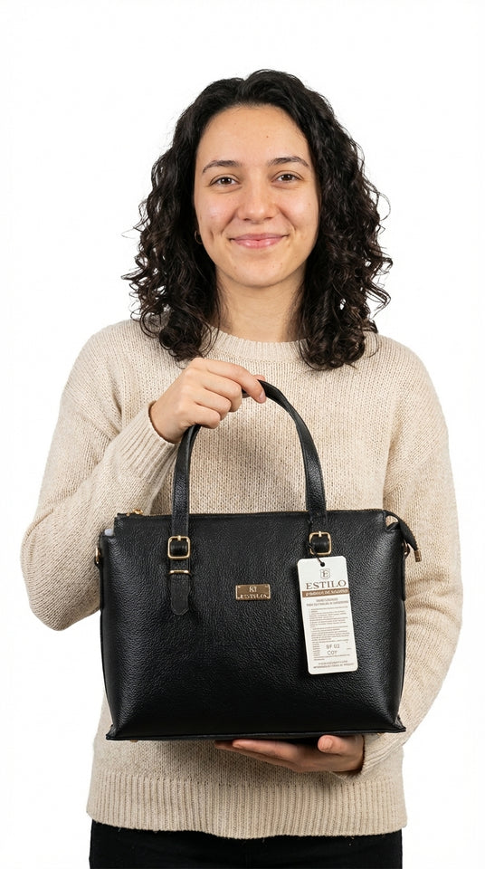 Bolsa Preta Elegante - Estilo Couro