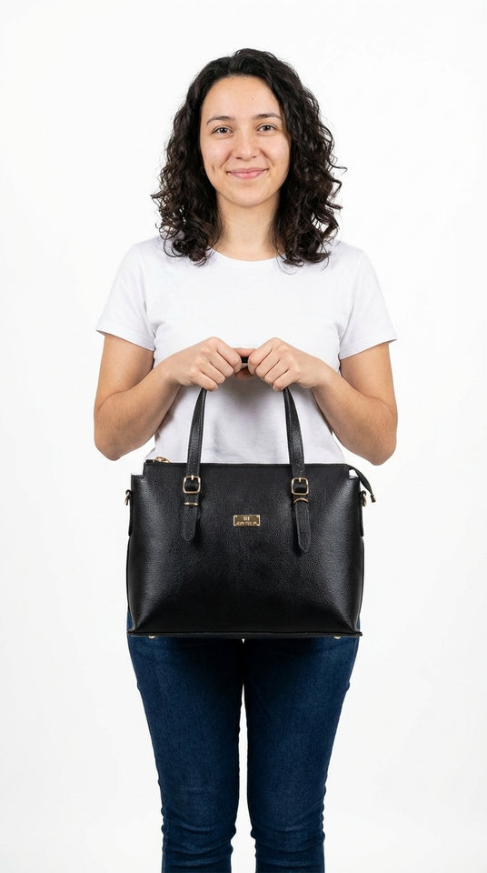 Bolsa Preta Elegante - Estilo Couro